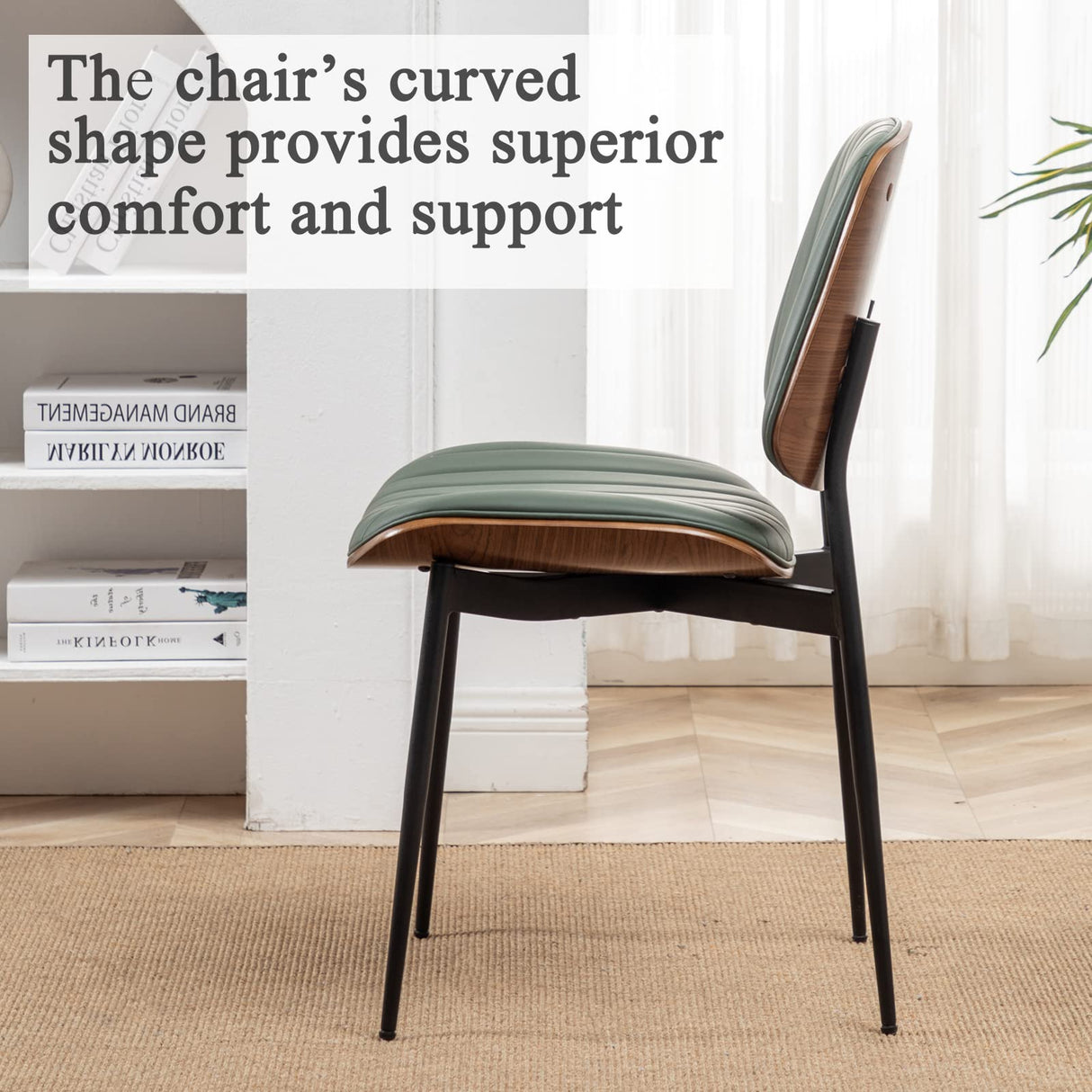 Dining Chairs Set of 2 Mid Century Modern Retro Faux Leather Chair