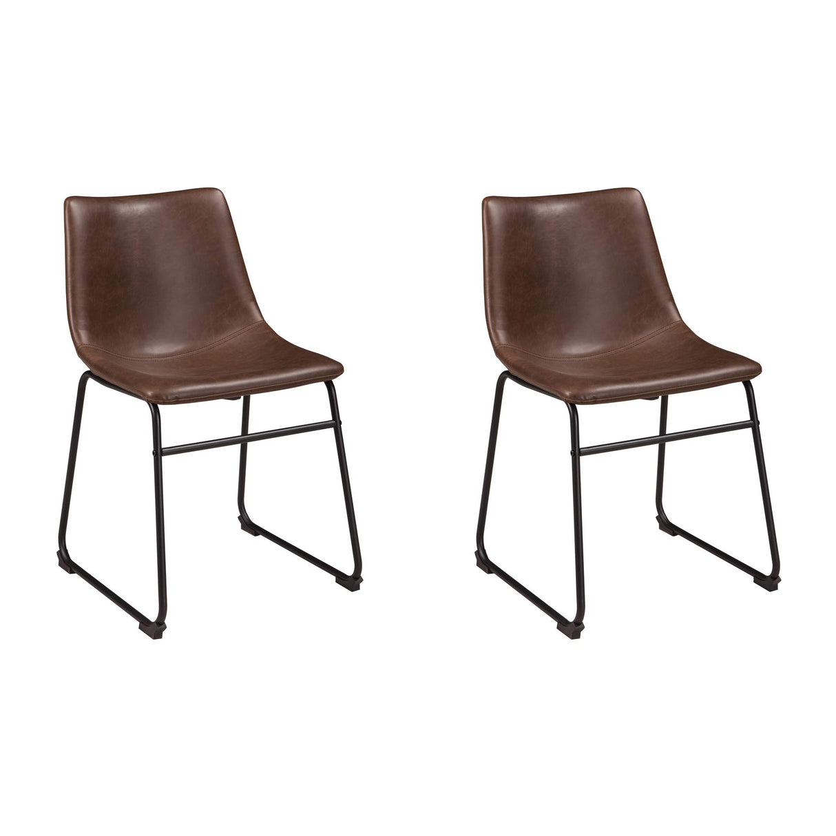 Mid Century Centiar 18.75" Dining Bucket Chair, 2 Count, Black and Brown
