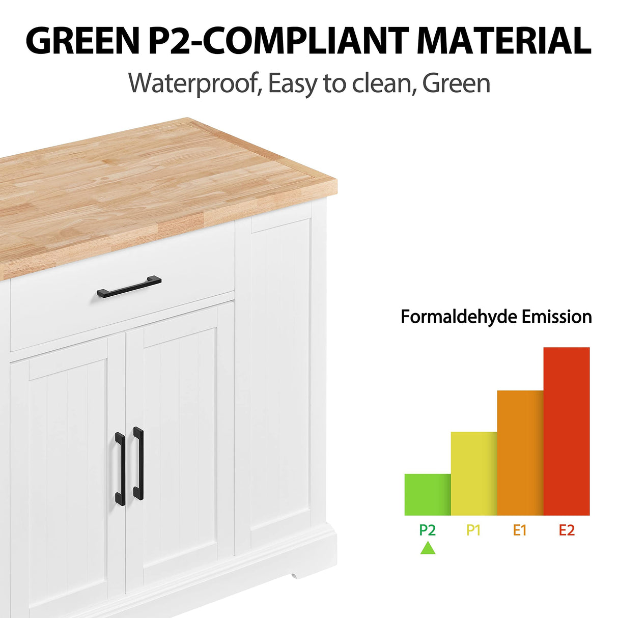 Rolling Kitchen Island Cart with 3 Drawers, Kitchen Storage Cabinet