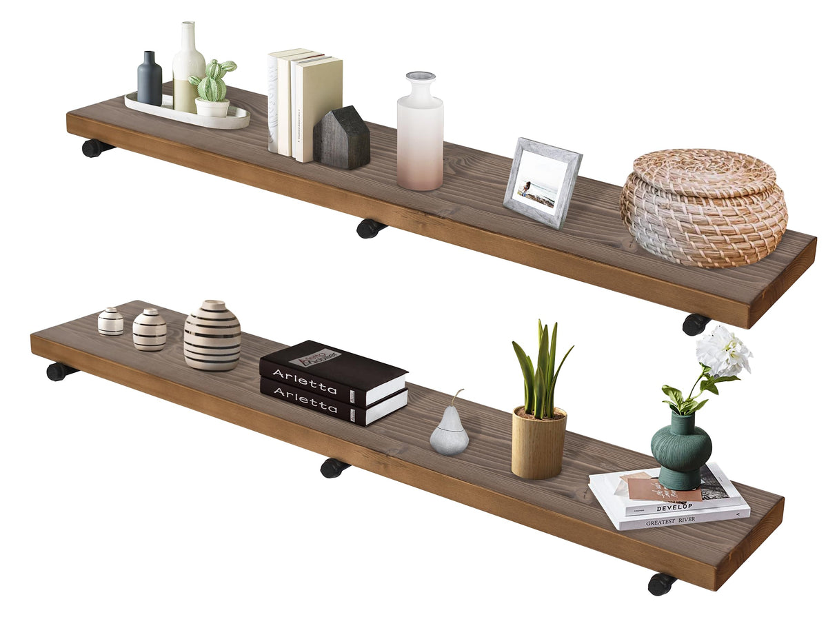Industrial Rustic Wood Wall Shelf Extra Thickness Modern Interior Decor Floating Shelves
