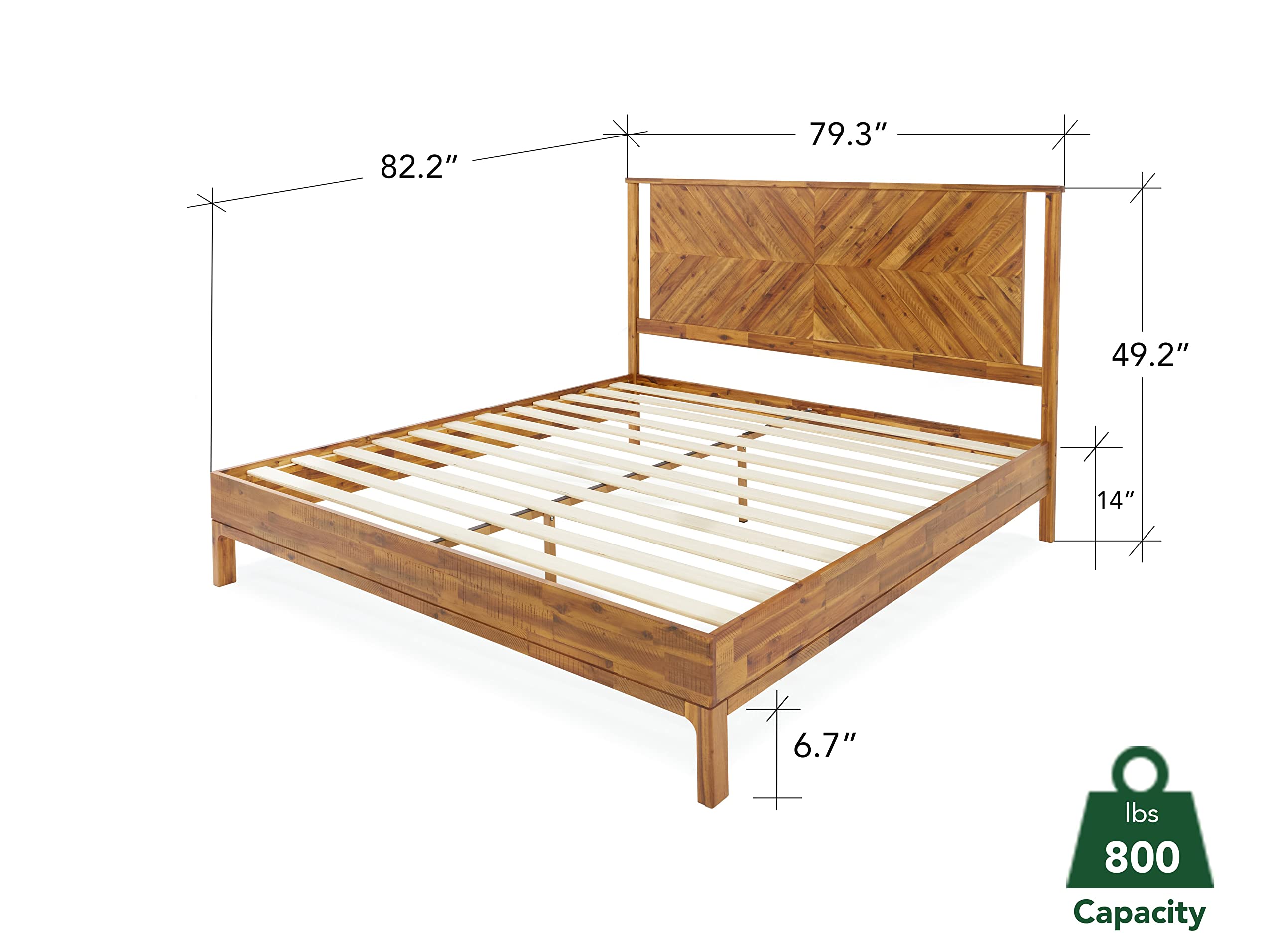 Vivian 14 Inch Deluxe Bed Frame with Headboard