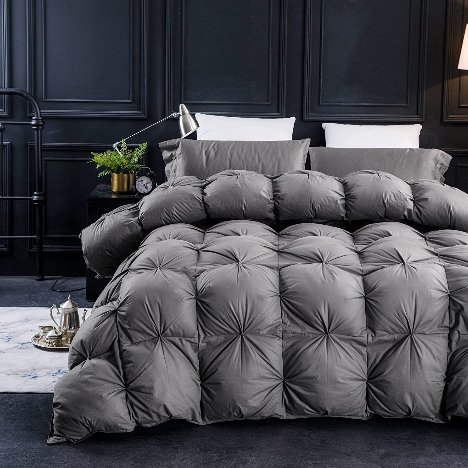 Pinch Pleat Feathers Down Comforter King Size Duvet Insert