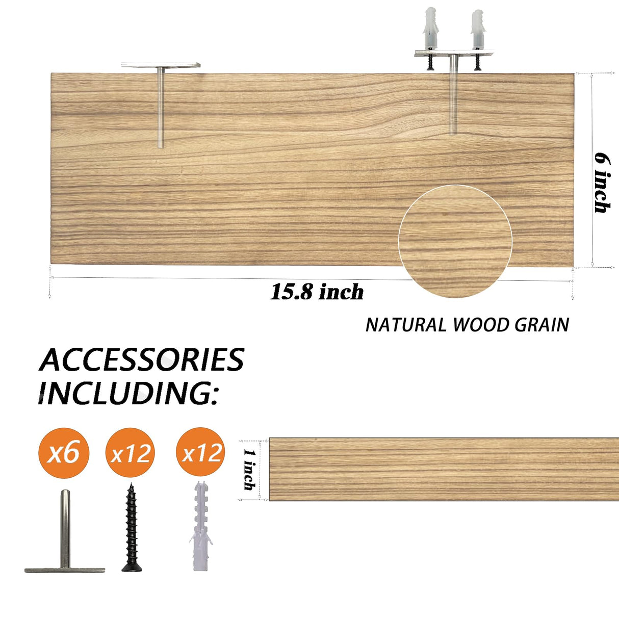 Floating Shelves, Rustic Solid Wood Shelves Set of 3,Floating Shelves for Wall Mounted