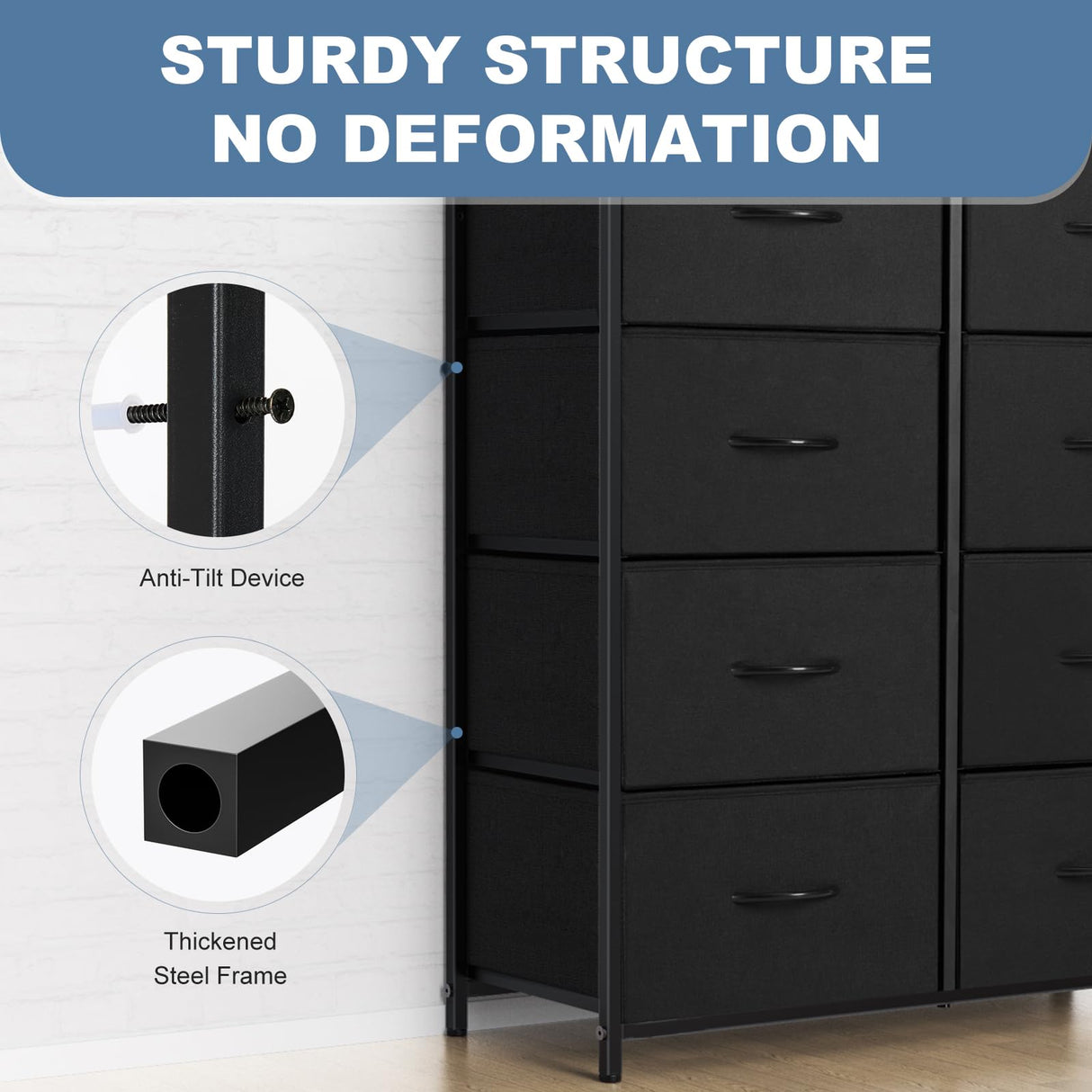 Dresser for Bedroom, Chest of Drawers, Closet Storage with 8 Drawers, Cloth Dresser