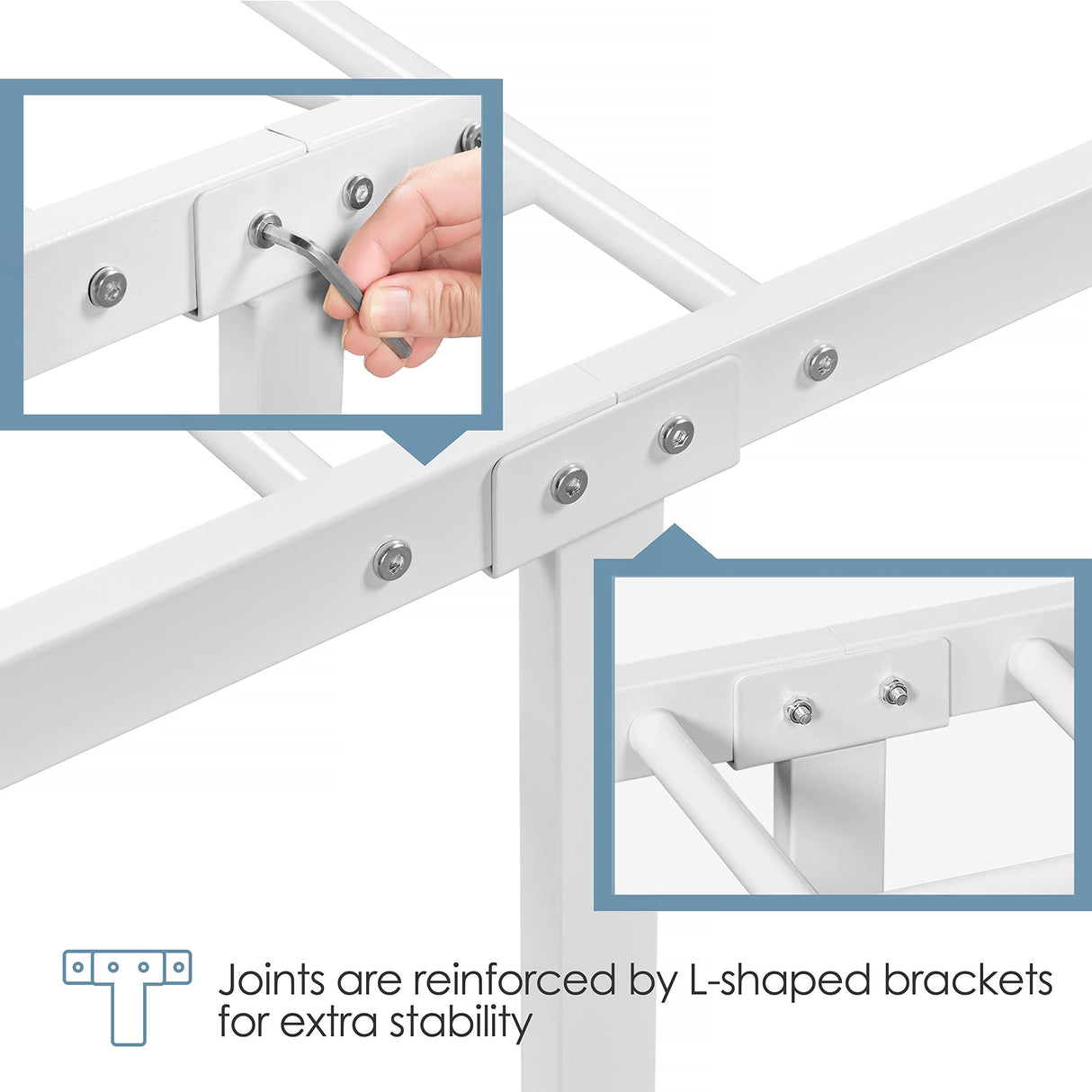 Twin Size Bed Frame Metal Platform Mattress Foundation with Spindle Headboard