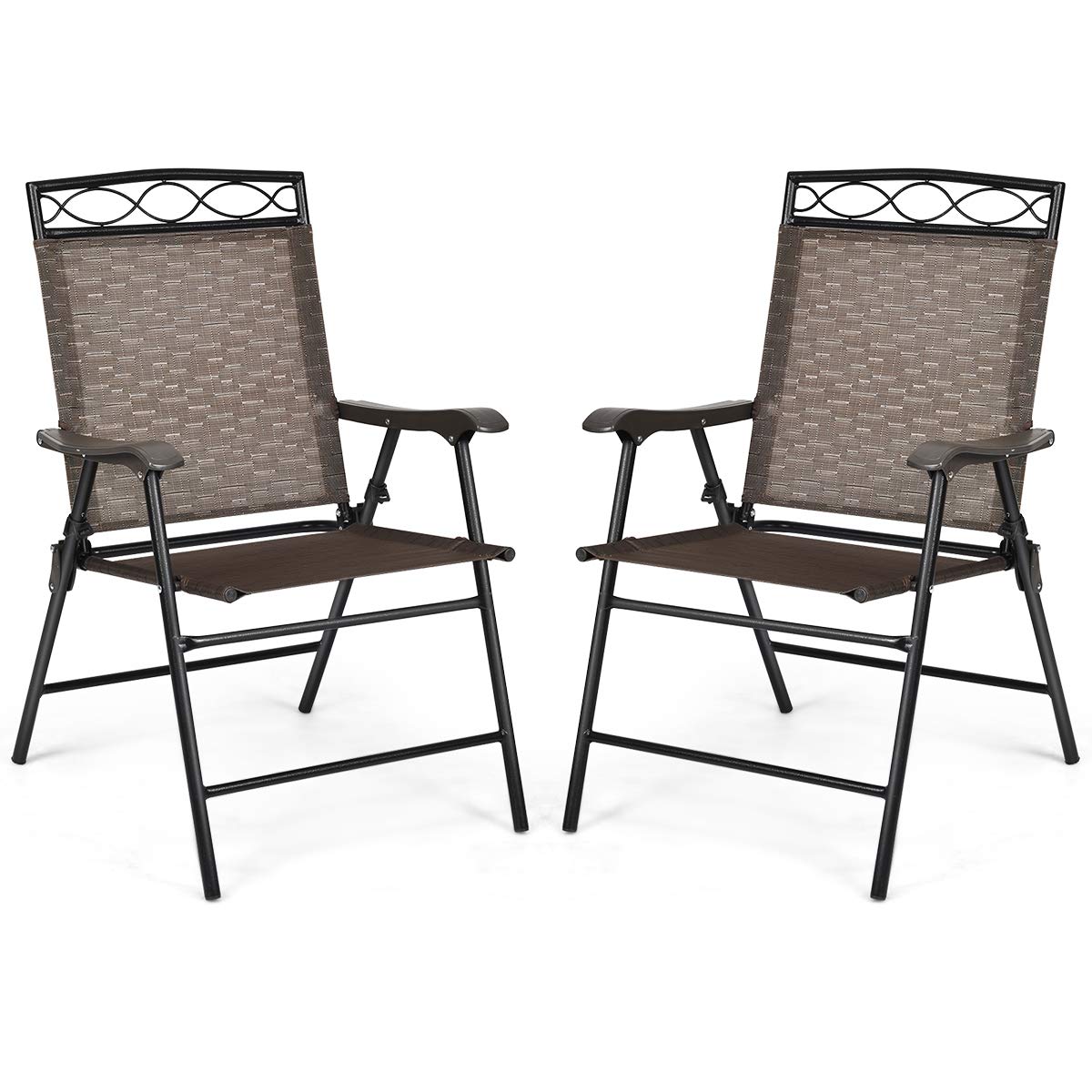 Set of 2 Patio Chairs, Outdoor Folding Lawn Chairs for Beach