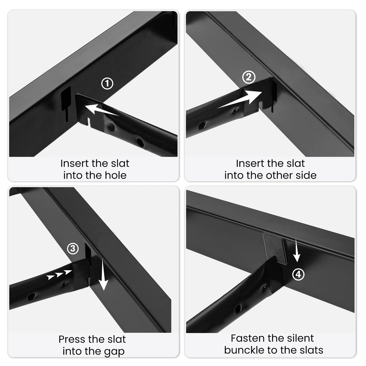 Queen Bed Frame with Wood Headboard and Footboard