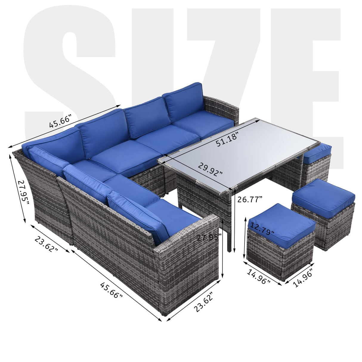 7 Piece Patio Furniture Set Wicker Conversation Set Outdoor