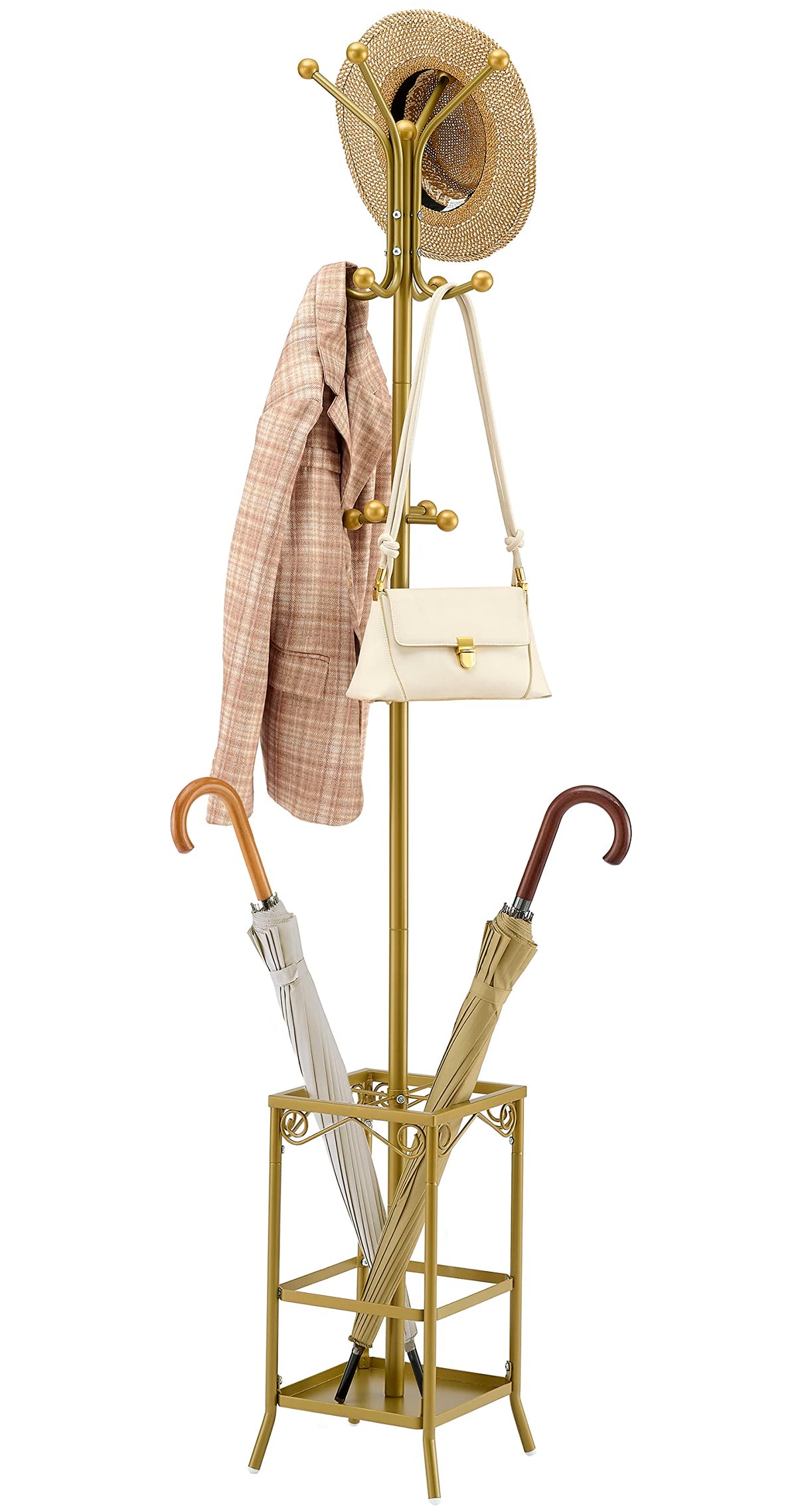 Coat Rack Freestanding ,Entryway Coat Hanger Stand, Umbrella Holder, Hall Tree