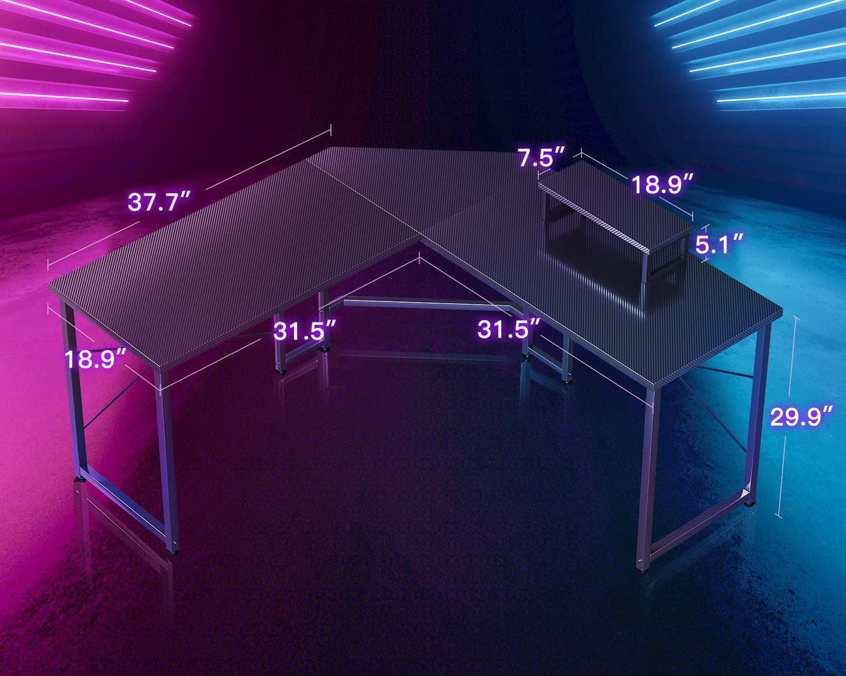 L Shaped Gaming Desk, 51 Inch Computer Desk with Monitor Stand