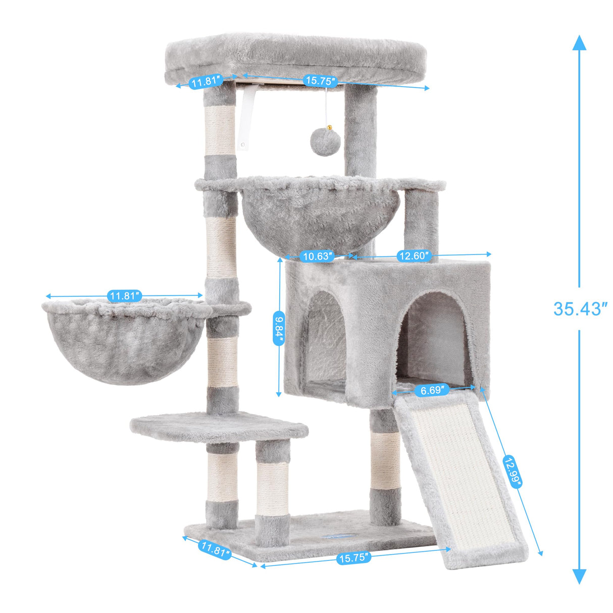 Cat Tree, Cat Tower for Indoor Cats, Cat House with Large Padded Bed, Cozy Condo