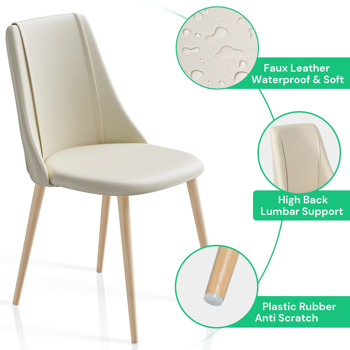 PU Dining Chairs Set of 4 Modern Living Room Chairs