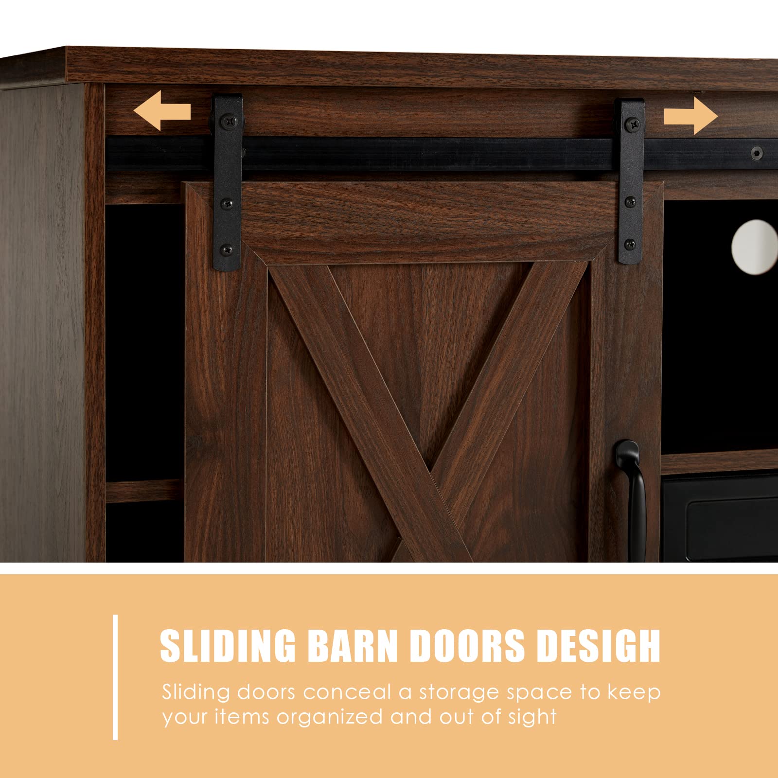 Fireplace TV Stand Sliding Barn Door Farmhouse
