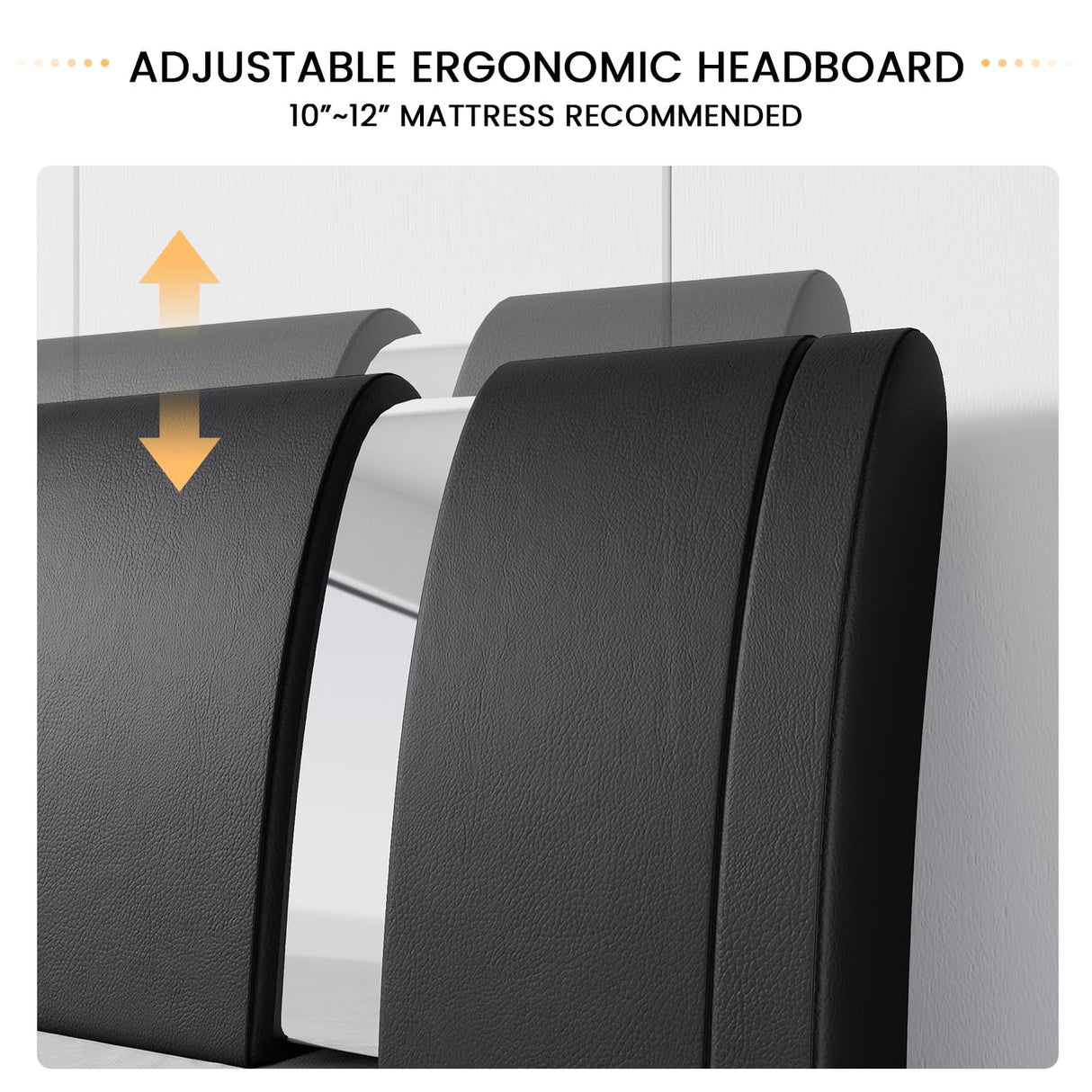 Modern Faux Leather Queen Bed Frame with Adjustable Headboard