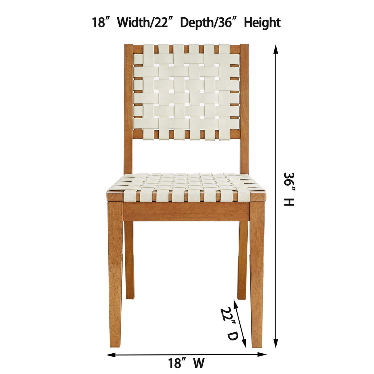 Faux Leather Woven Dining Chair with Wood Frame