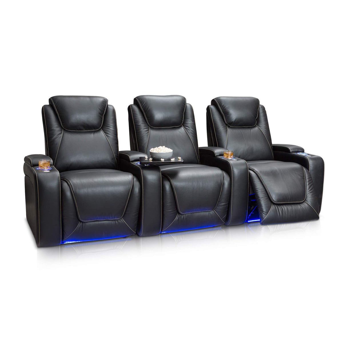 Home Theater Seating - Top Grain Leather - Power Recline - Powered Headrest