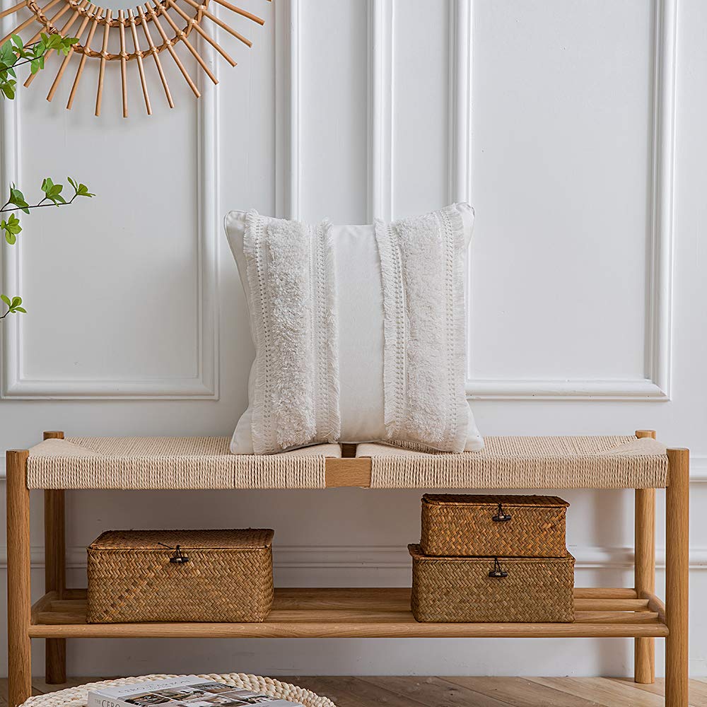 Boho Throw Pillow Covers: 2 Pack 100% Cotton Woven