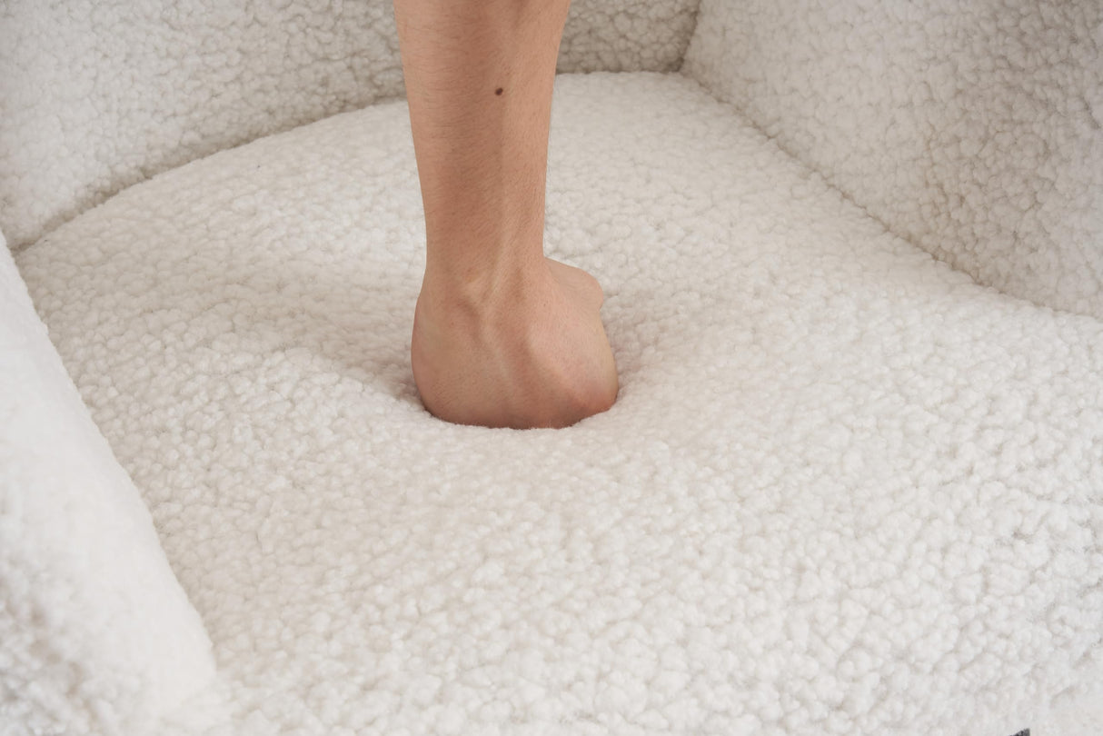 Boucle Fabric Accent Chair Sherpa Furry Upholstered Chair