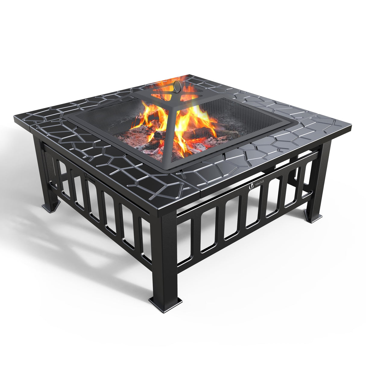 Fire Table 32 inch Square Firepit Multifunctional Outdoor Fireplace
