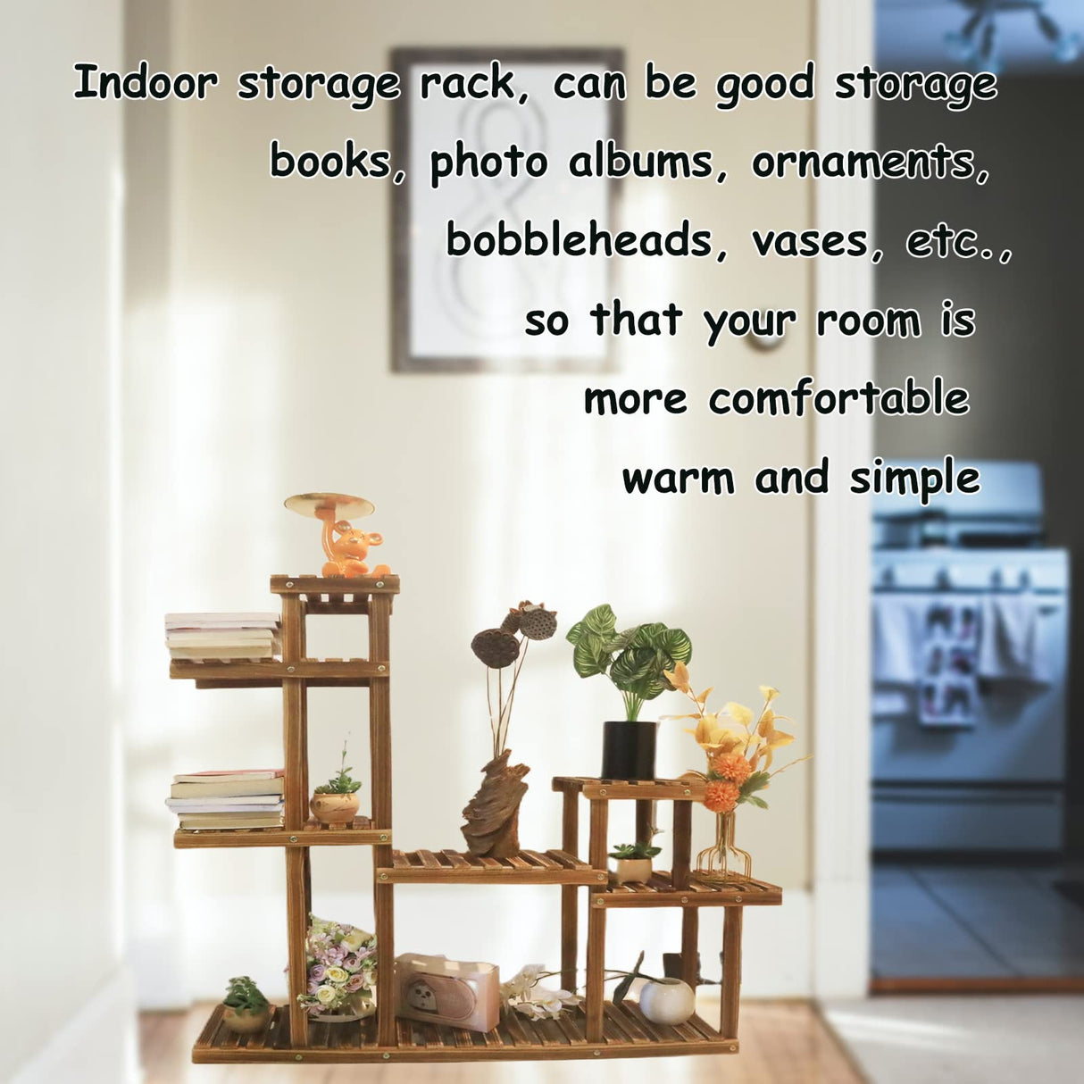 Multi-Tier Wooden Plant Stand – Corner Shelf for Indoor & Outdoor Use