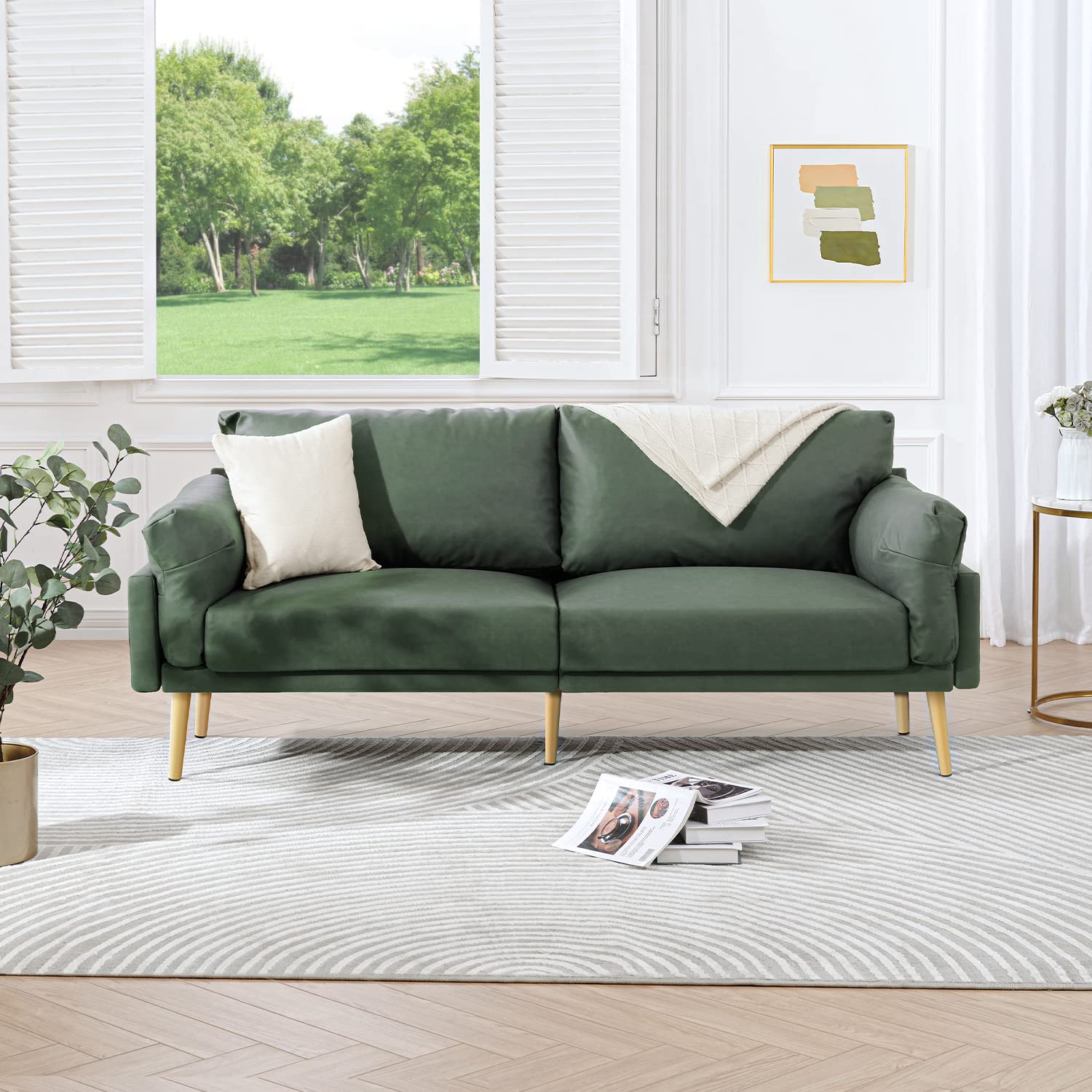 Green Sofa Mid Century Modern Couch
