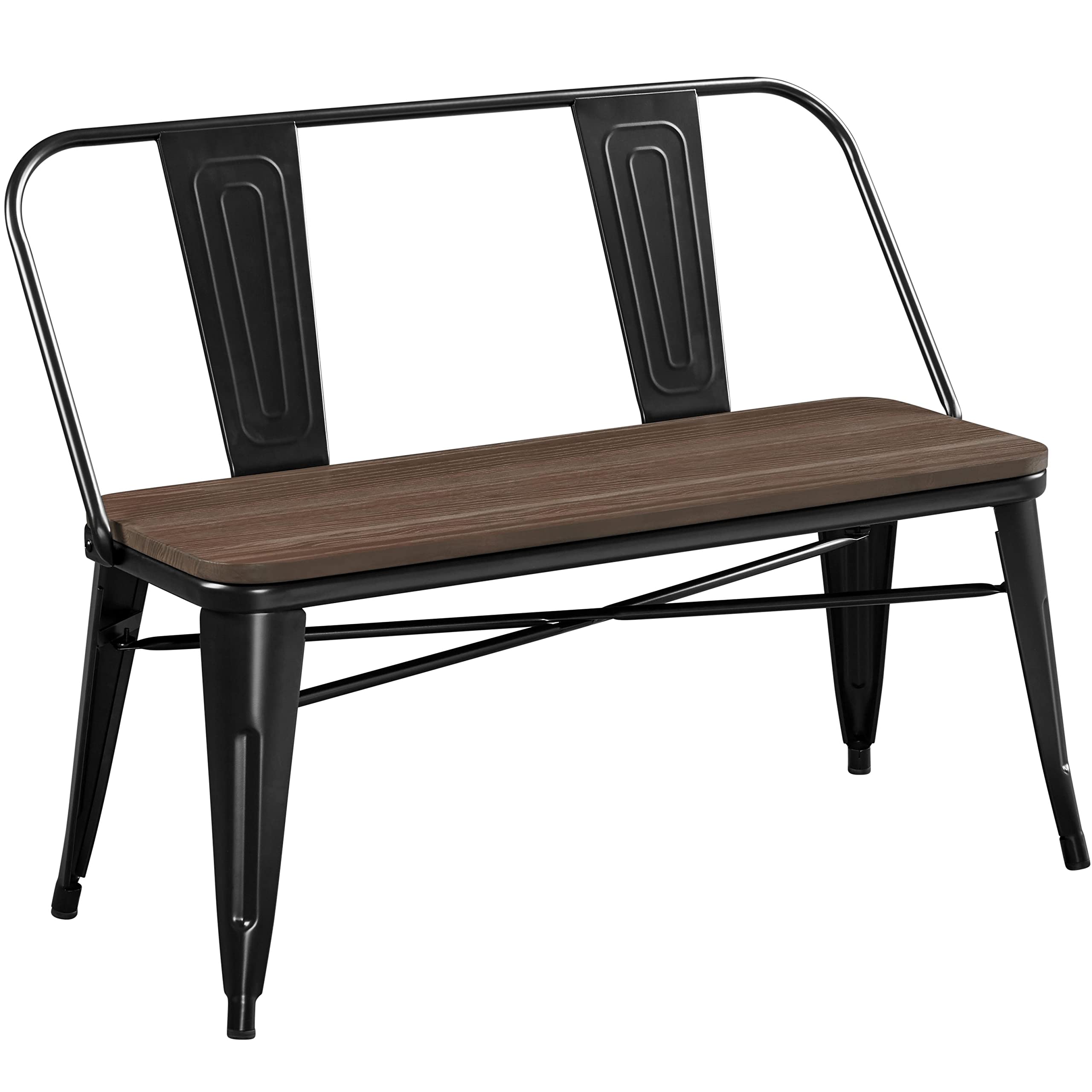 Industrial Metal Bench Mid-Century 3 Person Chair Dining Room Long Bench