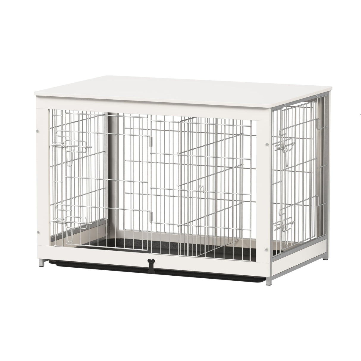 Wooden Dog Crate Furniture with Divider Panel, Dog Crate End Table
