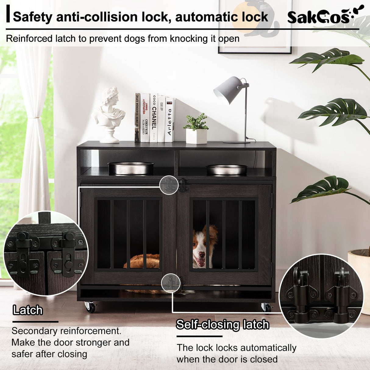 Dog Crate Furniture, Wooden Dog Crate Table, Decorative Dog Kennel with 2 Drawers