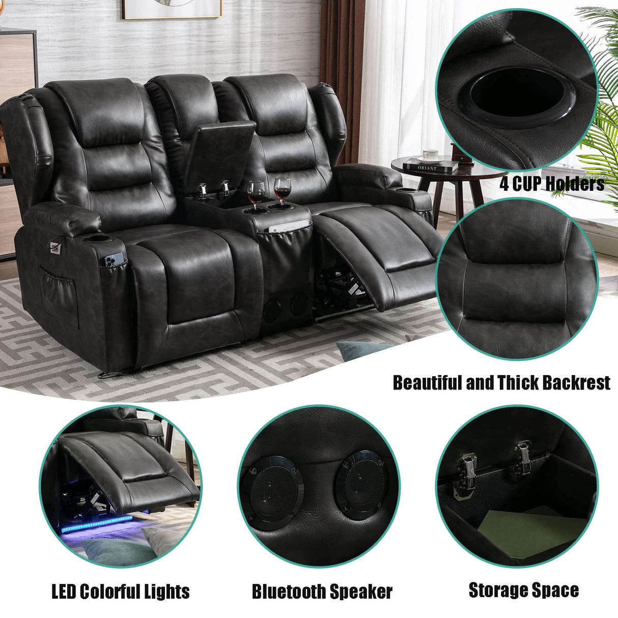 Electric Home Theater Seating- Power Recline Chair Loveseat RV Sofa
