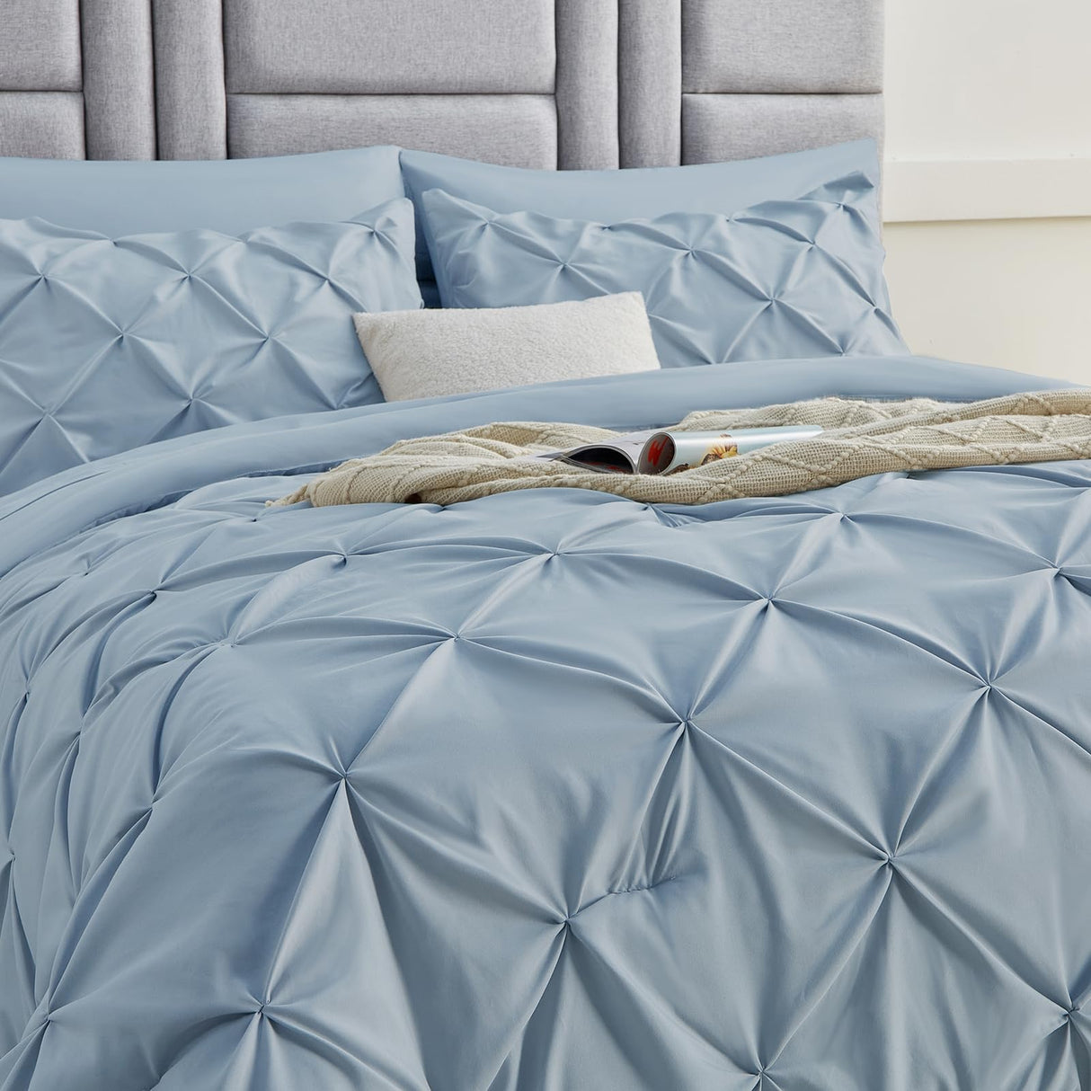 Queen Comforter Set - 7 Pieces Comforters Queen Size Light Blue