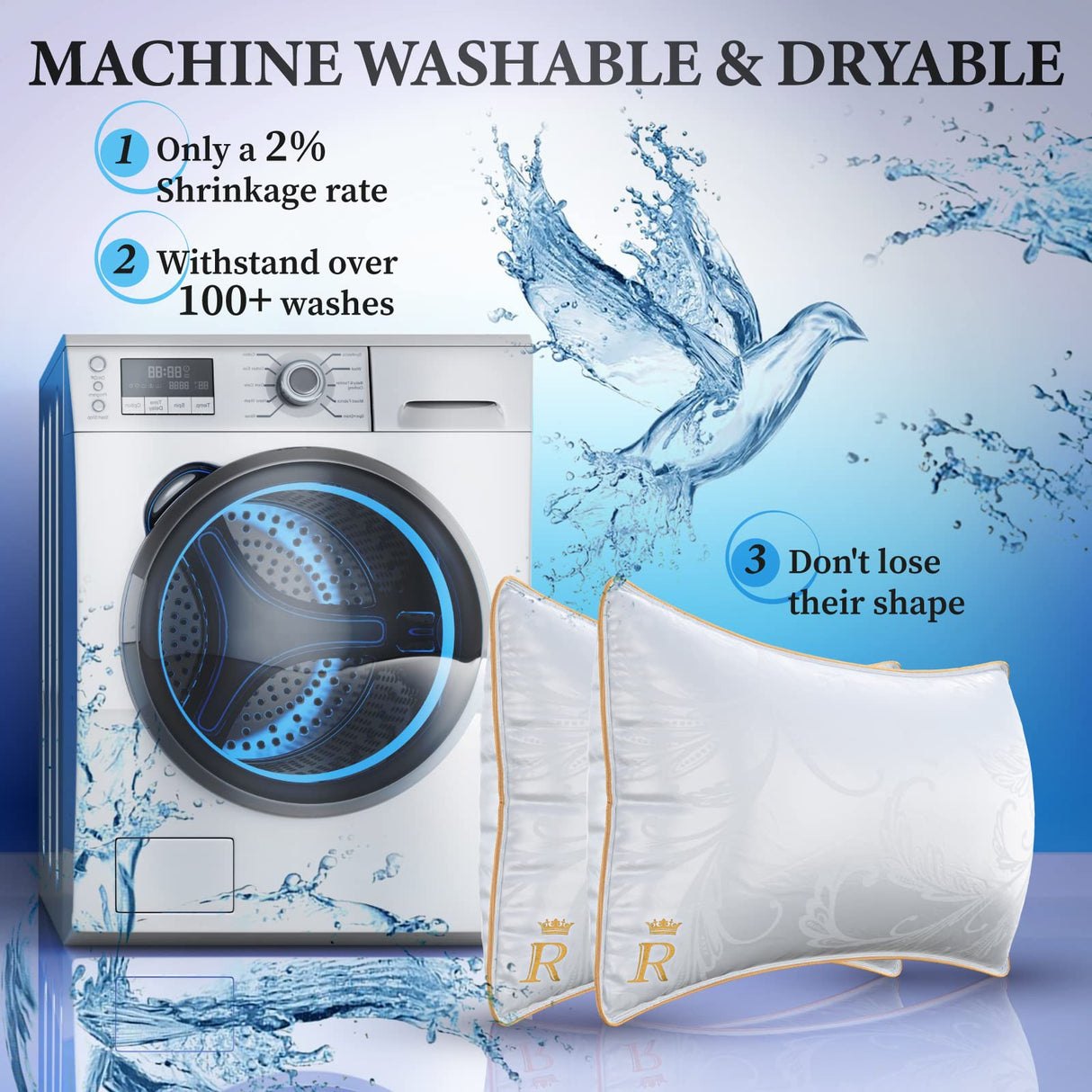 Queen Professional Hotel Pillows, Pharmonis USA, (2-Pack) - a Set