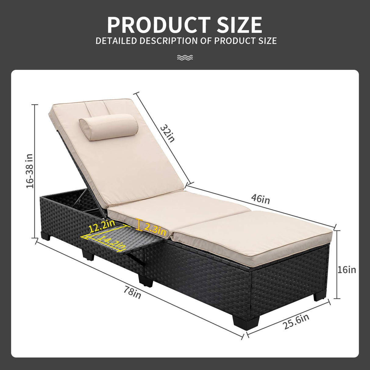 Outdoor PE Wicker Chaise Lounge Chairs - 2 Piece Patio