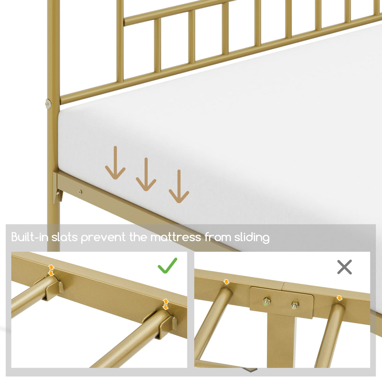 13 inch King Size Metal Bed Frame with Headboard and Footboard Platform