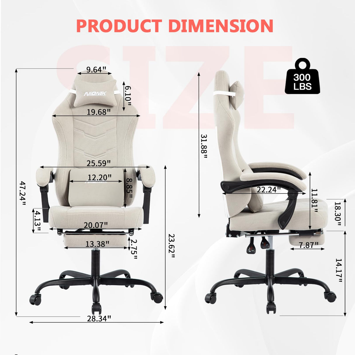 Gaming Chair with Footrest, Ergonomic Computer Gaming Chair, Massage Lumbar Chairs