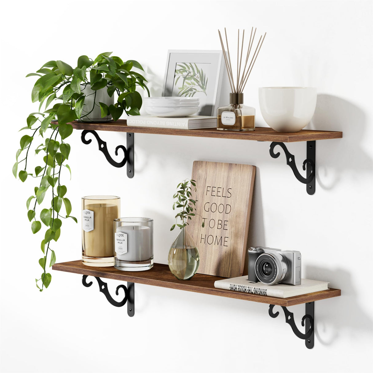 31.5 Inch Long Wall Shelves, Large Wall Mounted Shelves for Storage Set of 2