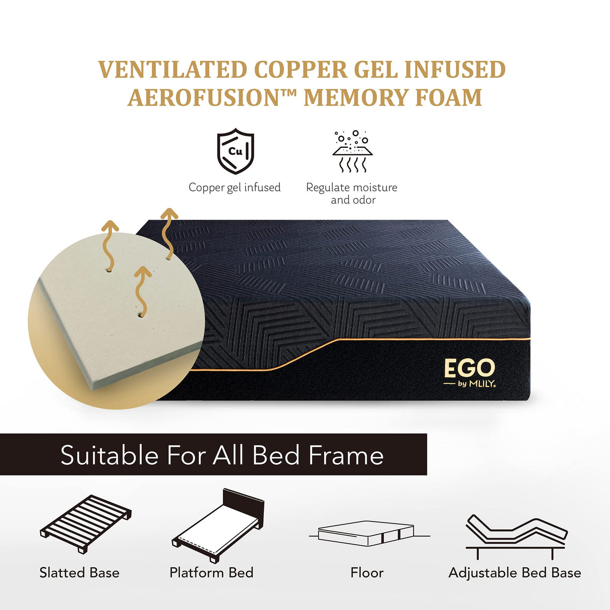 14 Inch King Size Memory Foam Mattress for Back Pain