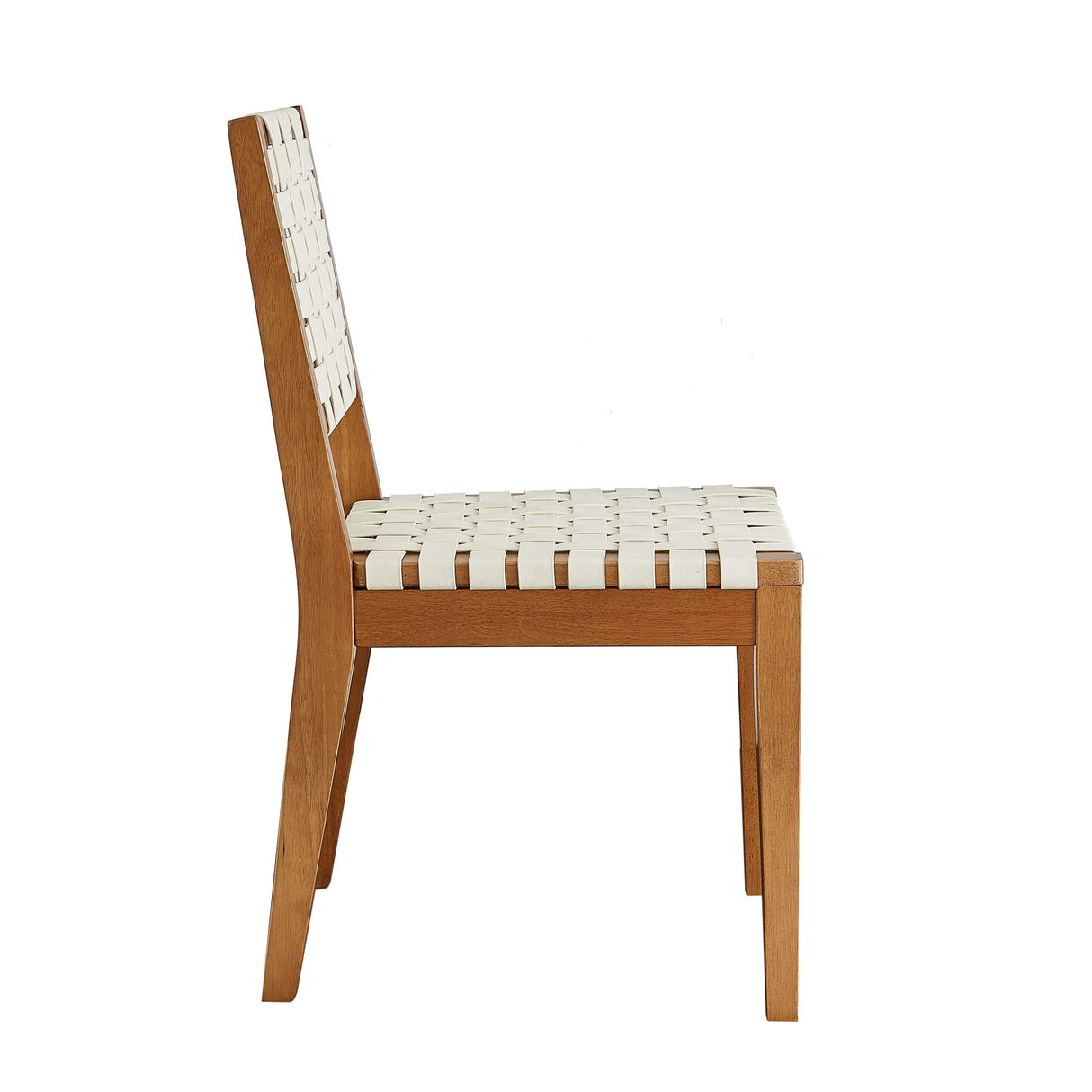 Faux Leather Woven Dining Chair with Wood Frame