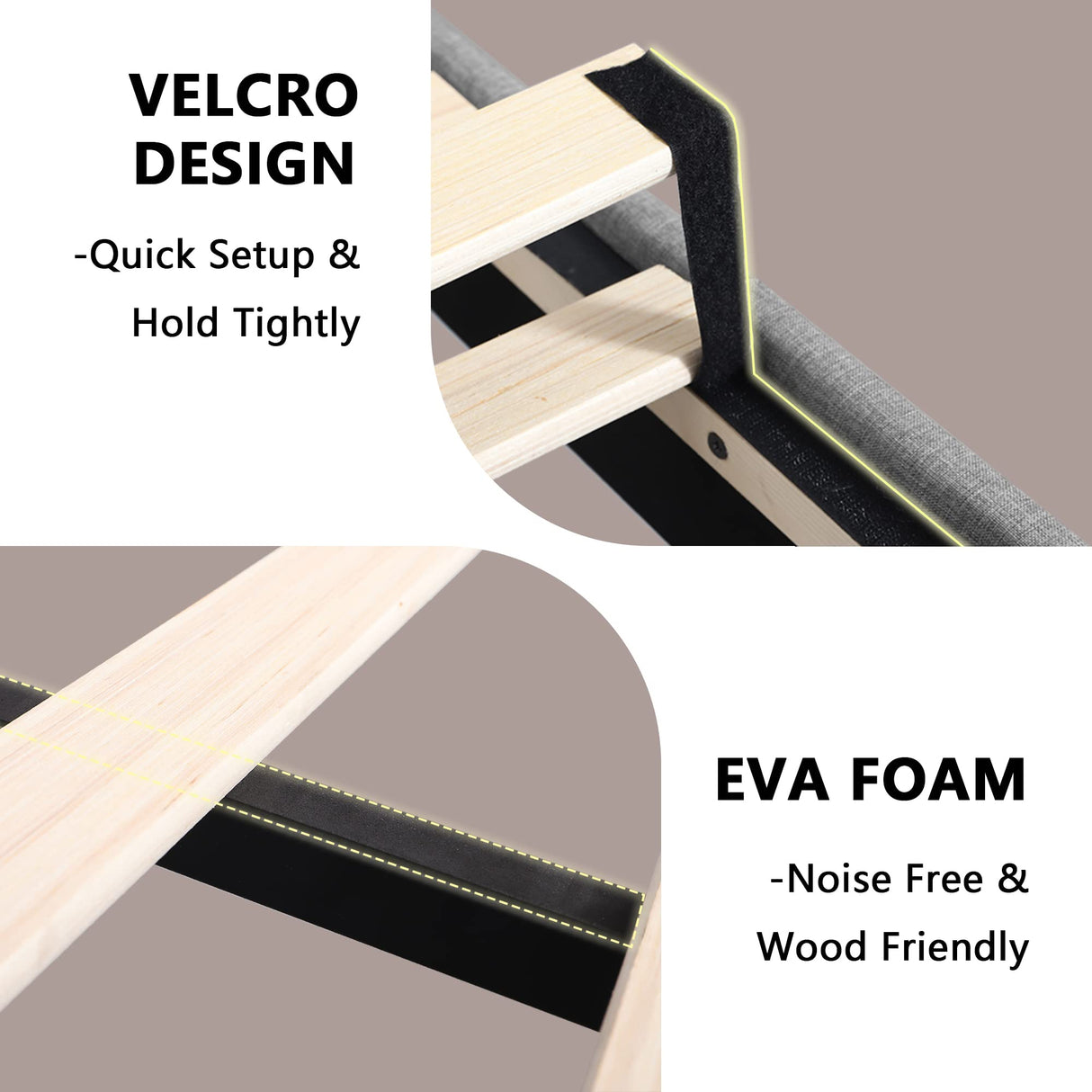 Queen Bed Frame with Wingback & 4" Storage Shelf, Upholstered Platform Bed