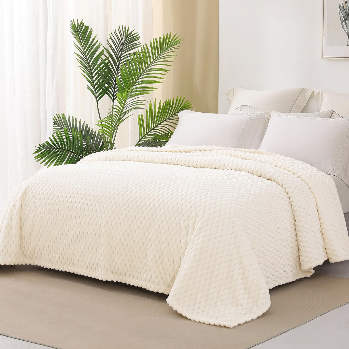 90x104 Inches 3D Clouds Stylish Jacquard Velvet Plush