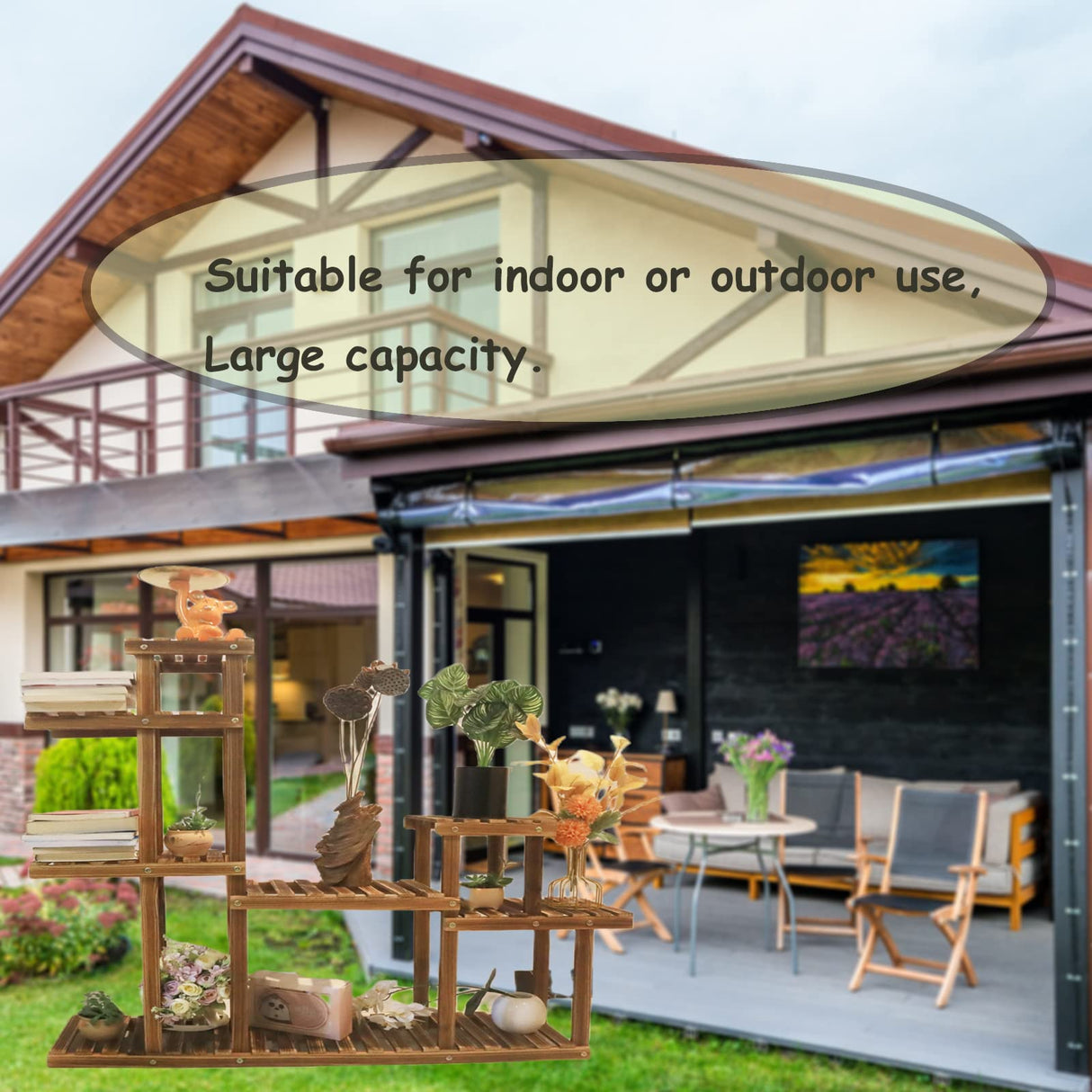 Multi-Tier Wooden Plant Stand – Corner Shelf for Indoor & Outdoor Use