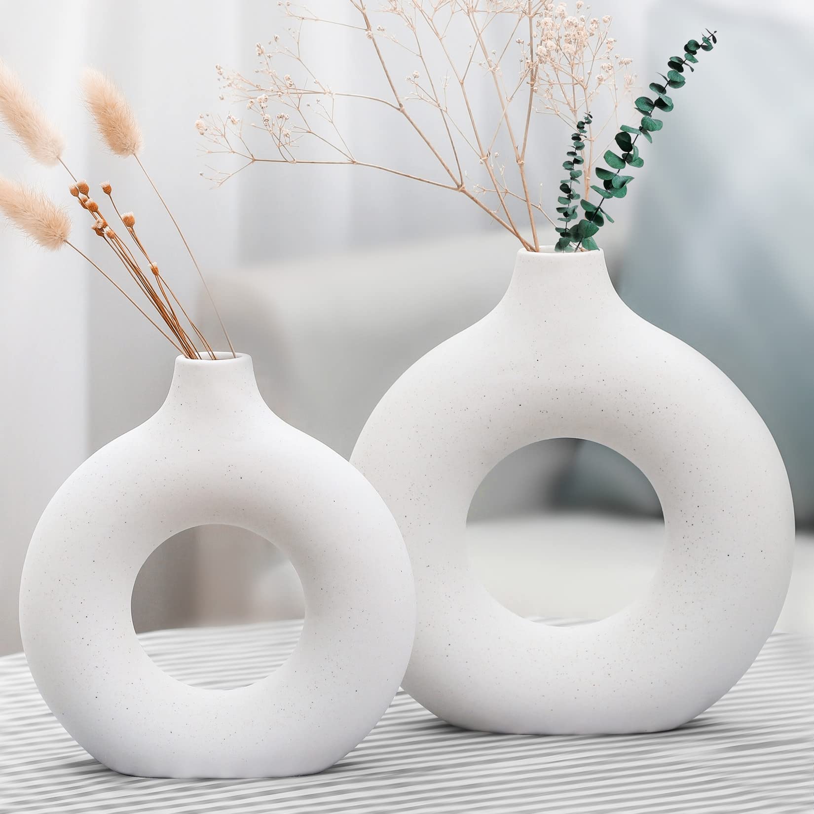 Ceramic Hollow Donut Vase Set of 2