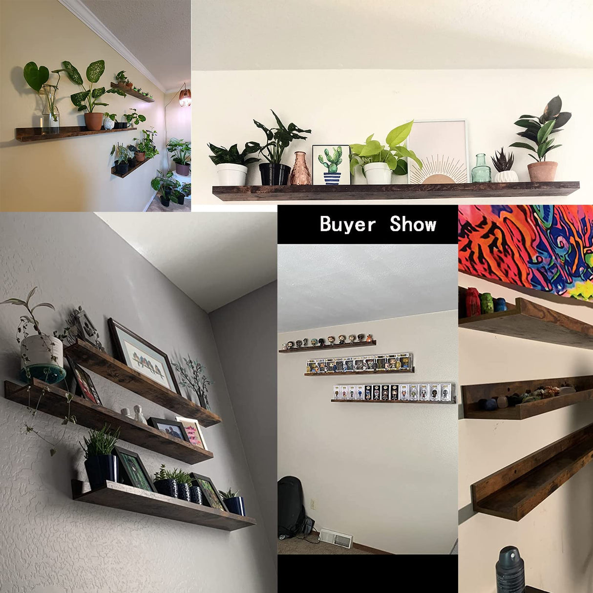 47 Inch Long Floating Shelves for Wall, Rustic Picture Ledge Large Shelf for Living Room