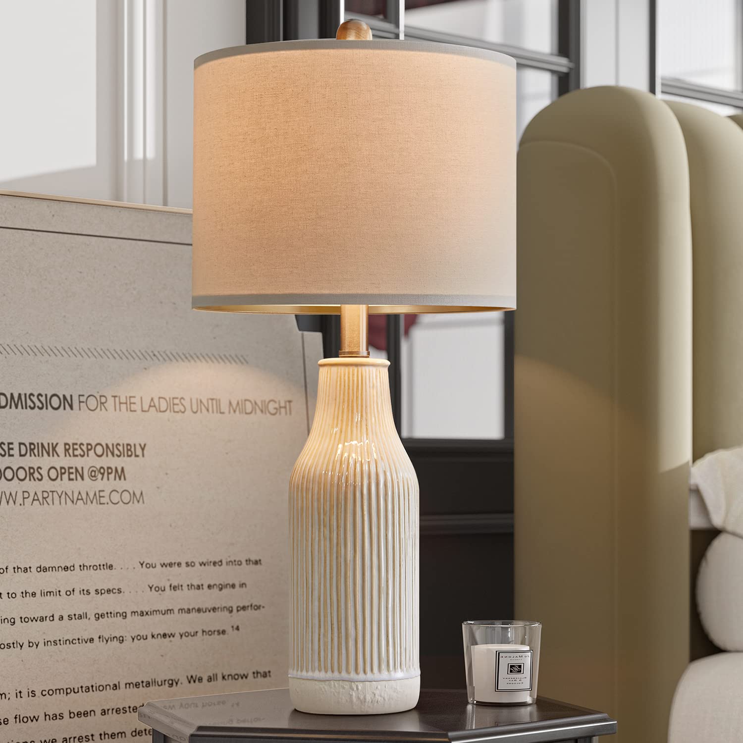 23.25 inches Modern Ceramic Table Lamp Set of 2 for Living Room