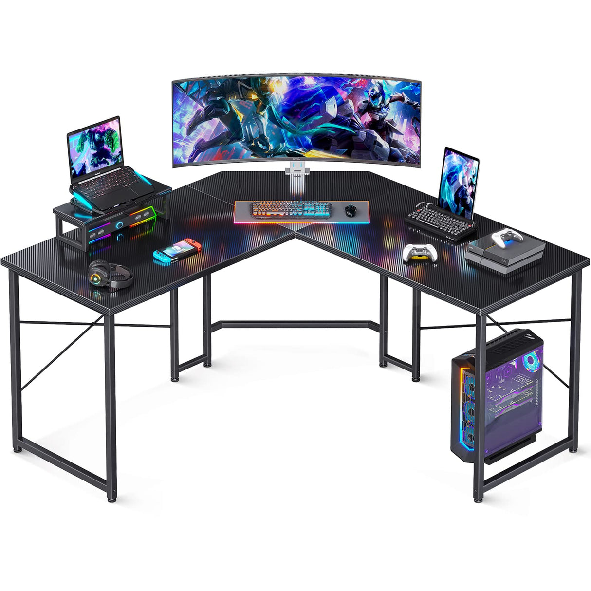 L Shaped Gaming Desk, 51 Inch Computer Desk with Monitor Stand