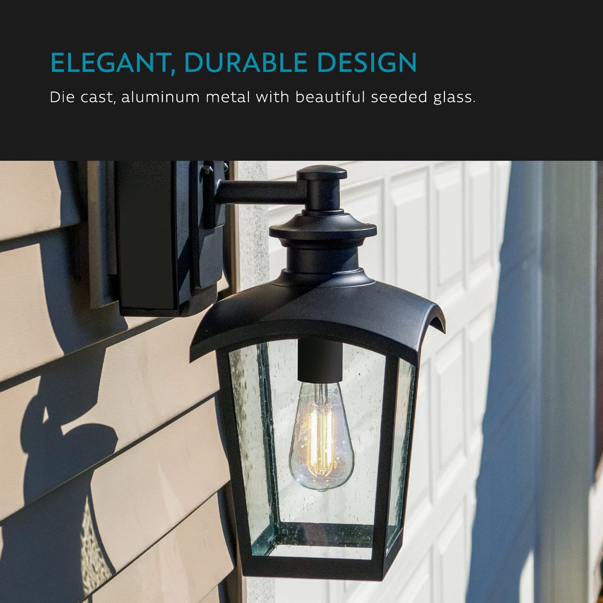 31703 Spence 1-Light Wall Lantern with Glass and Built-in GFCI Outlet