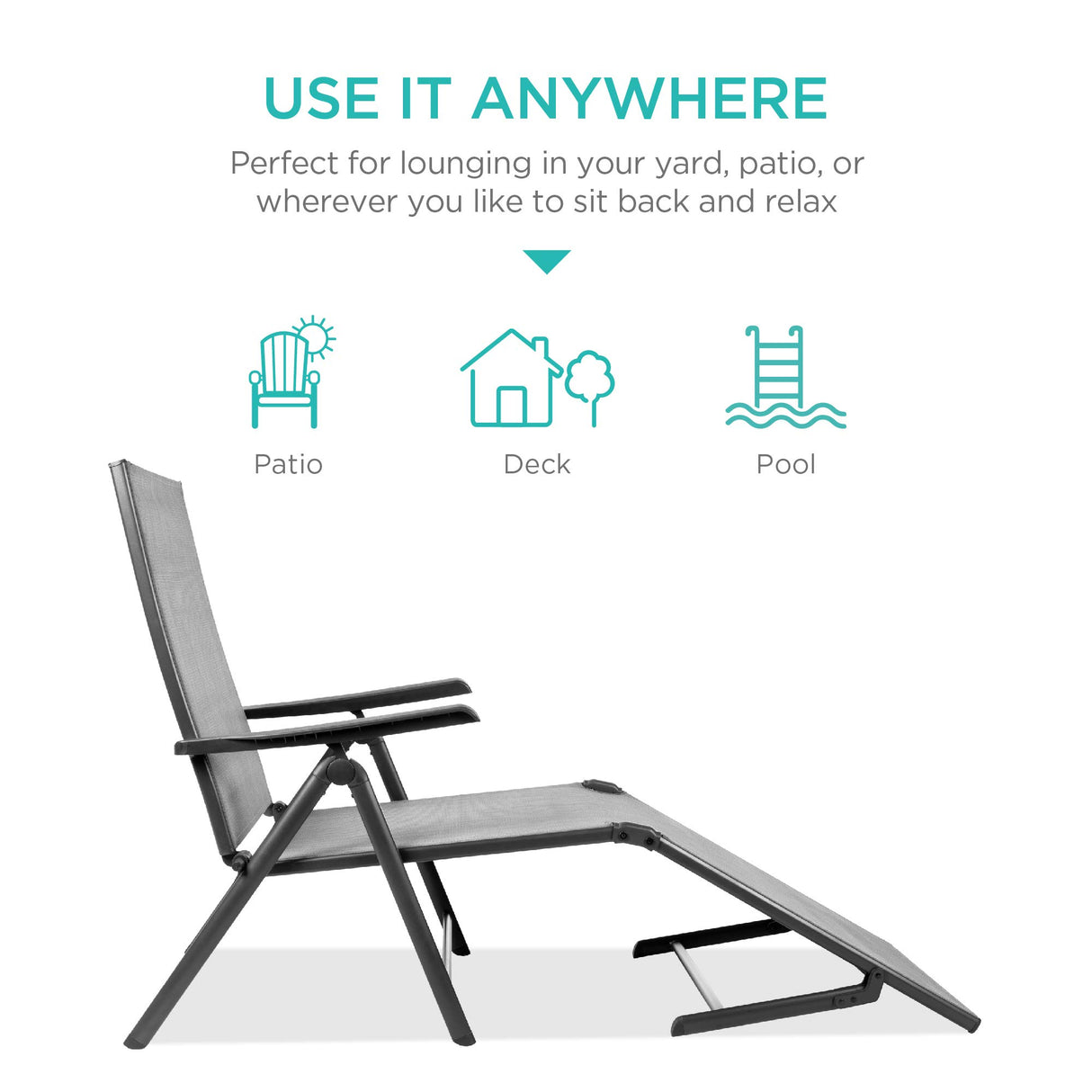 Set of 2 Outdoor Patio Chaise Chair Reclining Folding Pool Lounger