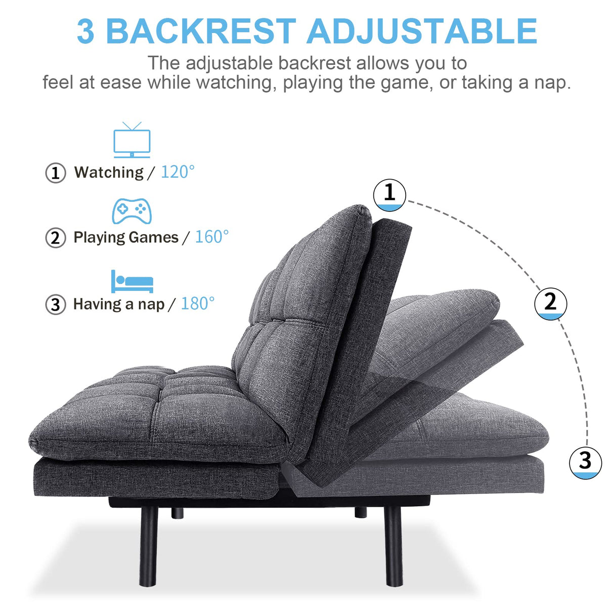 Futon Convertible Sofa Bed Futon Couch Memory Foam Futon Sleeper Sofa Loveseat