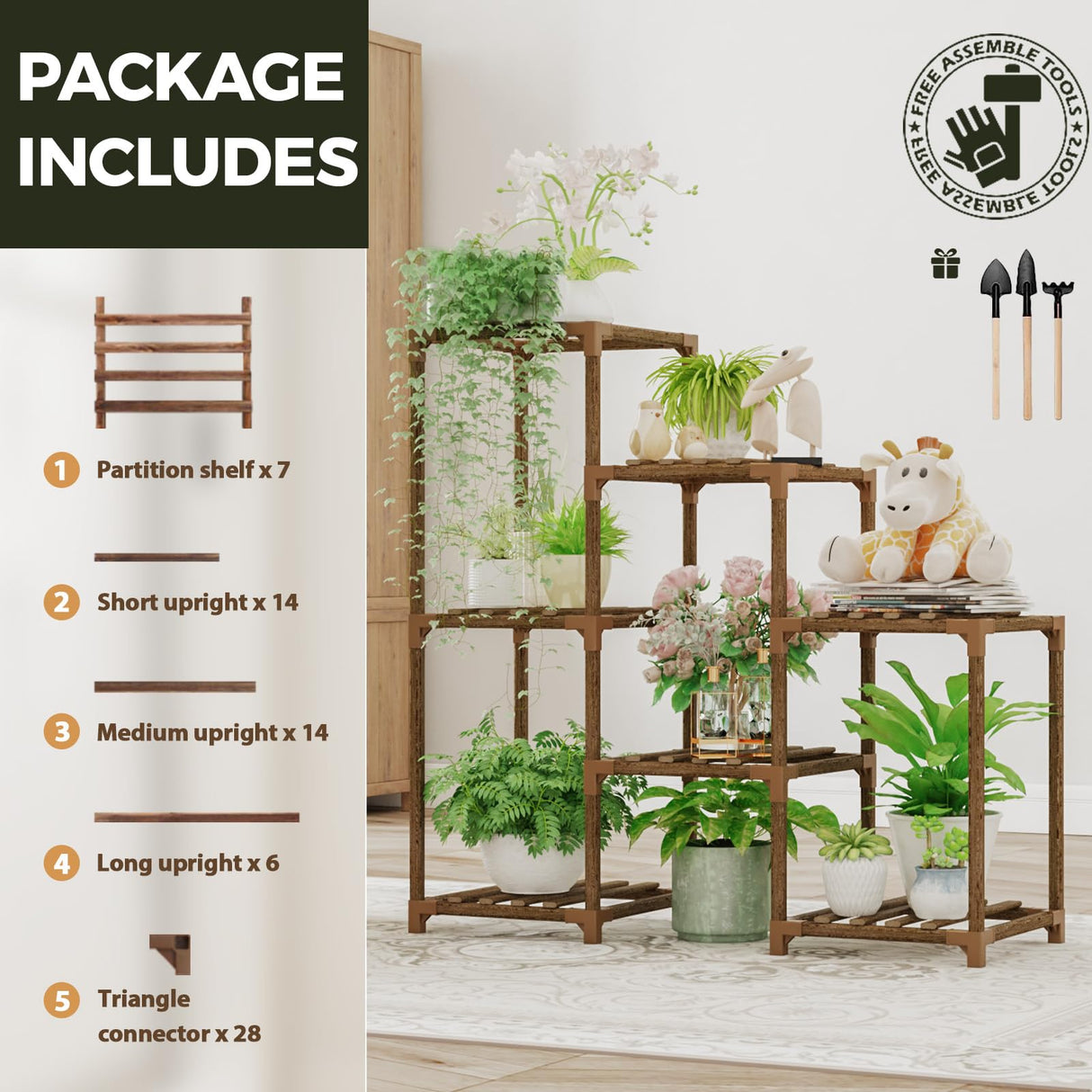 Rustic 7-Tier Wooden Plant Stand – Multi-Tiered Display Rack