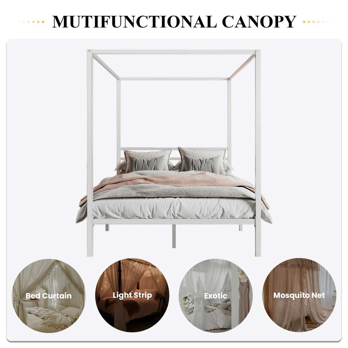 Metal Canopy Bed Frame Full Size/Mattress Foundation