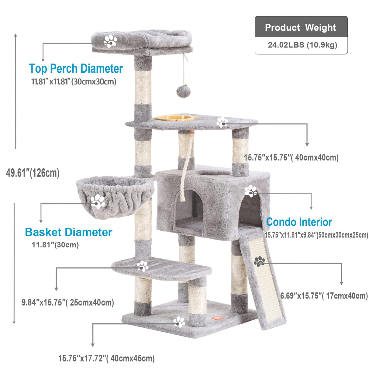 Cat Tree Cat Tower for Indoor Cats Multi-Level Cat Furniture Condo with Feeding Bowl